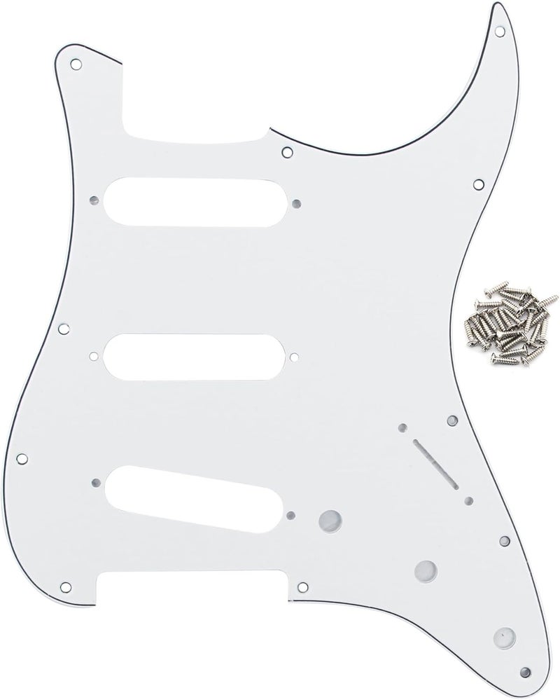 FLEOR 11 Holes ST Style Pickguard SSS Guitar Pickguard Pick Guard Scratchplate with Screws Set,3Ply White - Image 1